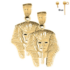 Pendientes King Tut de oro de 14 quilates o 18 quilates de 32 mm