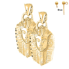Pendientes King Tut de oro de 14 quilates o 18 quilates de 34 mm
