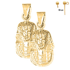 Sterling Silver 22mm King Tut Earrings (White or Yellow Gold Plated)