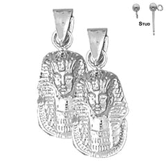 Sterling Silver 22mm King Tut Earrings (White or Yellow Gold Plated)
