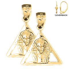 Pendientes King Tut de plata de ley de 19 mm (chapados en oro blanco o amarillo)