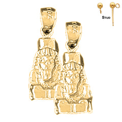 Sterling Silver 20mm King Tut Earrings (White or Yellow Gold Plated)