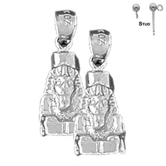 Sterling Silver 20mm King Tut Earrings (White or Yellow Gold Plated)