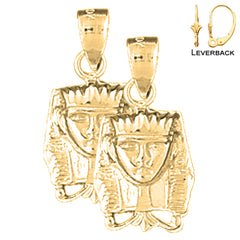 Pendientes King Tut de oro de 14 quilates o 18 quilates de 23 mm