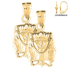 Sterling Silver 23mm King Tut Earrings (White or Yellow Gold Plated)