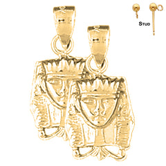 Sterling Silver 23mm King Tut Earrings (White or Yellow Gold Plated)