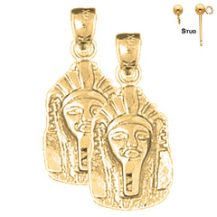 Sterling Silver 22mm King Tut Earrings (White or Yellow Gold Plated)