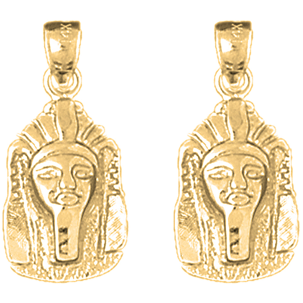 Yellow Gold-plated Silver 22mm King Tut Earrings