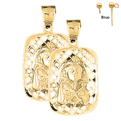 Sterling Silver 32mm King Tut Earrings (White or Yellow Gold Plated)