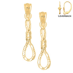 Sterling Silver 28mm 3D Noose Earrings (White or Yellow Gold Plated)