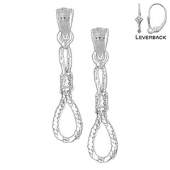 Sterling Silver 28mm 3D Noose Earrings (White or Yellow Gold Plated)