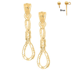 Sterling Silver 28mm 3D Noose Earrings (White or Yellow Gold Plated)