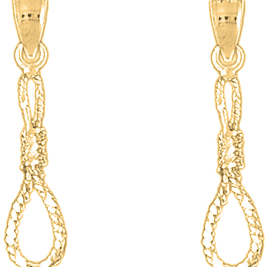 Yellow Gold-plated Silver 28mm 3D Noose Earrings