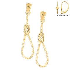 Sterling Silver 37mm 3D Noose Earrings (White or Yellow Gold Plated)