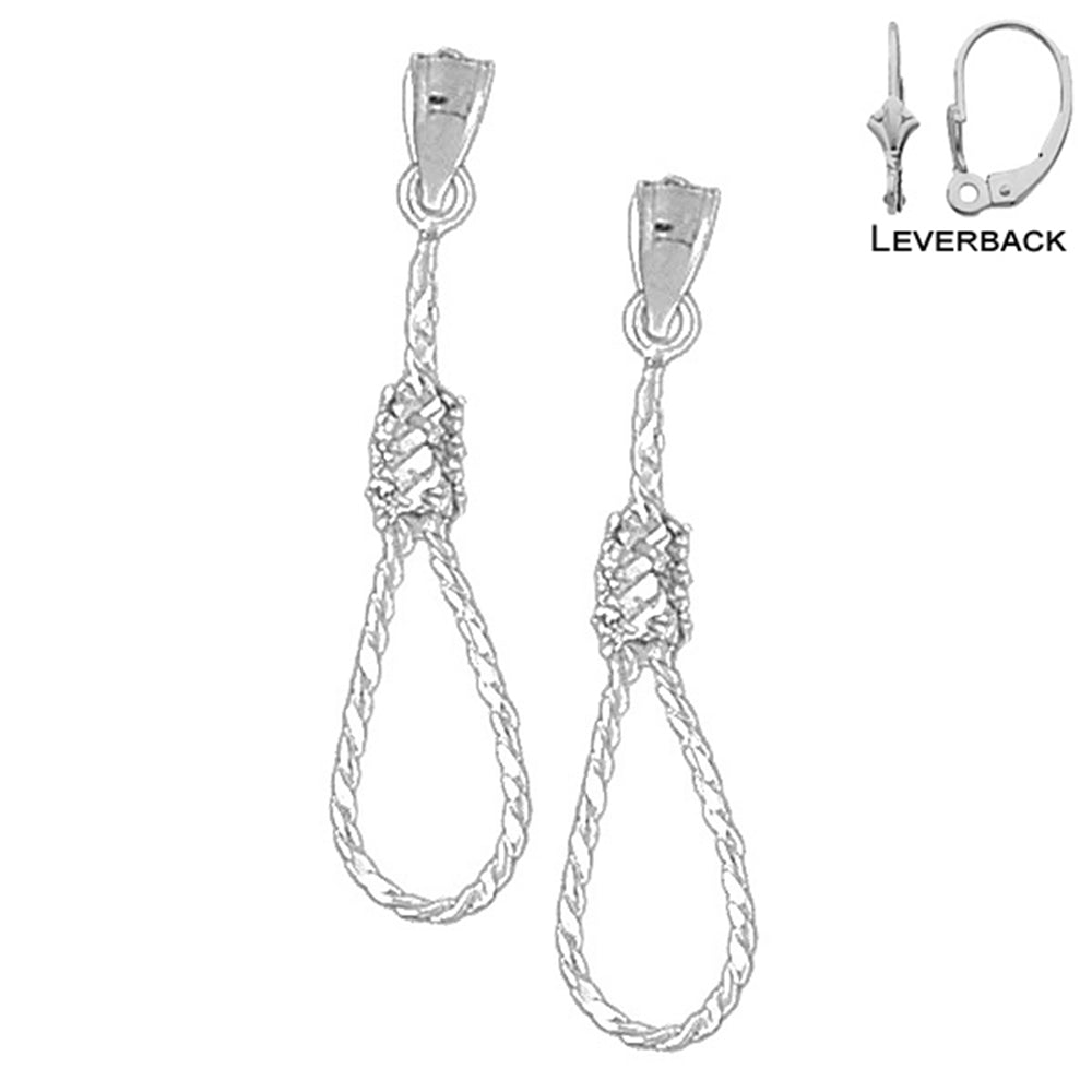 Sterling Silver 37mm 3D Noose Earrings (White or Yellow Gold Plated)