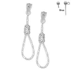 Sterling Silver 37mm 3D Noose Earrings (White or Yellow Gold Plated)