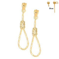 Sterling Silver 37mm 3D Noose Earrings (White or Yellow Gold Plated)