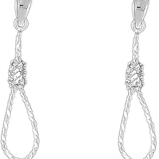 Sterling Silver 37mm 3D Noose Earrings