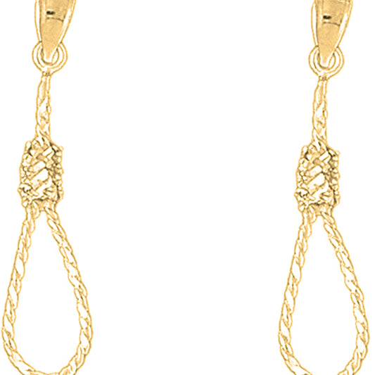 Yellow Gold-plated Silver 37mm 3D Noose Earrings