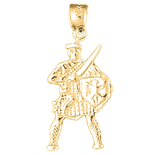 14K or 18K Gold Knight with Sword & Shield Pendant