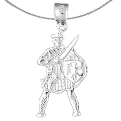 14K or 18K Gold Knight with Sword & Shield Pendant