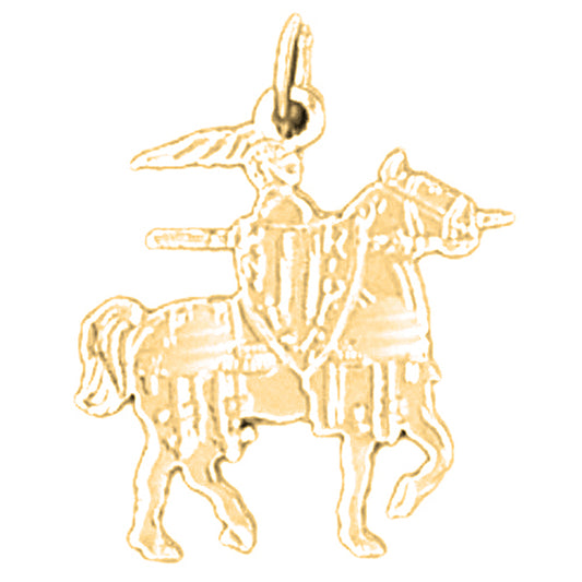 14K or 18K Gold Jousting Knight Pendant