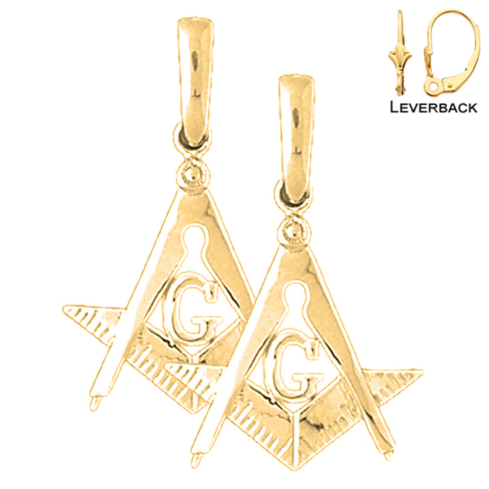 14K or 18K Gold American Freemasonry Earrings