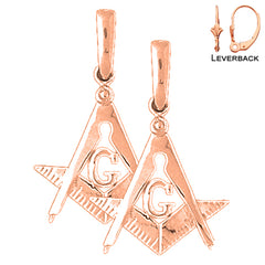 14K or 18K Gold American Freemasonry Earrings