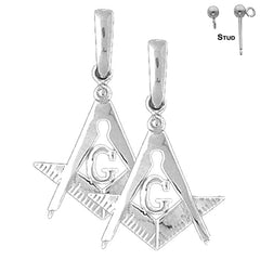 14K or 18K Gold American Freemasonry Earrings