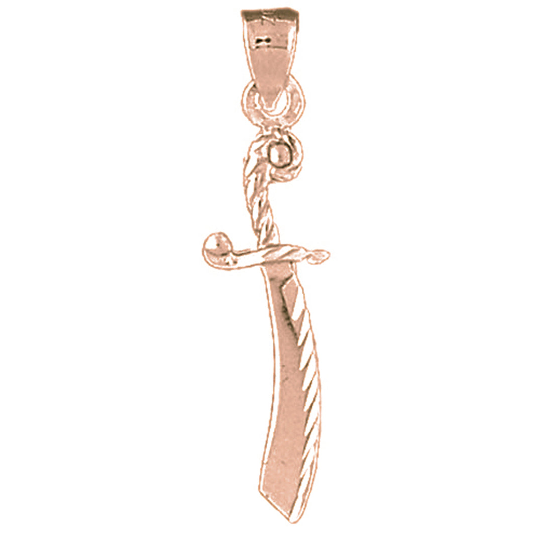 14K or 18K Gold 3D Sword Pendant