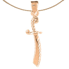 14K or 18K Gold 3D Sword Pendant