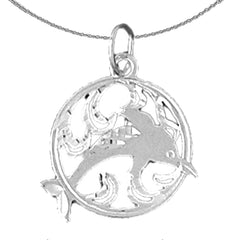 14K or 18K Gold Dolphins Jumping Through Hoop Pendant