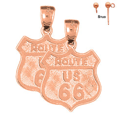 14K or 18K Gold U.S. Route 66 Earrings