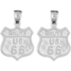 Sterling Silver 23mm U.S. Route 66 Earrings