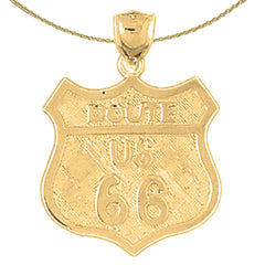 10K, 14K or 18K Gold U.S. Route 66 Pendant