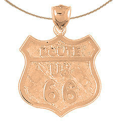 10K, 14K or 18K Gold U.S. Route 66 Pendant