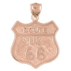 10K, 14K or 18K Gold U.S. Route 66 Pendant