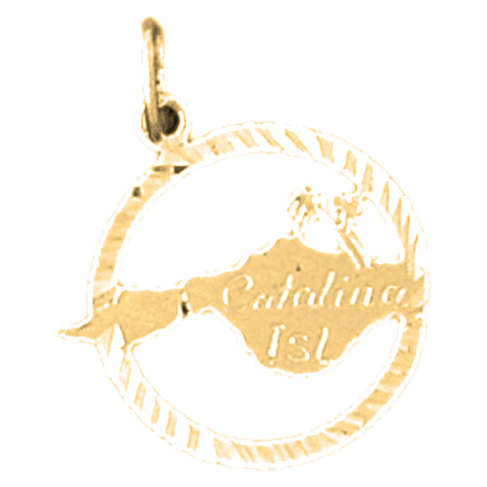 14K or 18K Gold Catalina Island Pendant