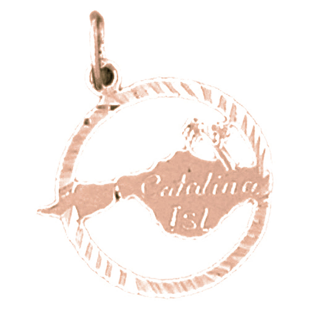 14K or 18K Gold Catalina Island Pendant