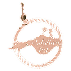 14K or 18K Gold Catalina Island Pendant