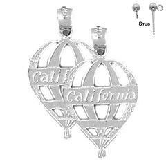 Pendientes California de plata de ley de 24 mm (chapados en oro blanco o amarillo)