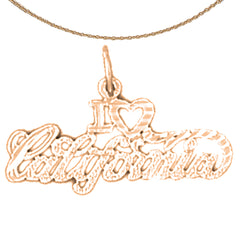 14K or 18K Gold I Love California Pendant