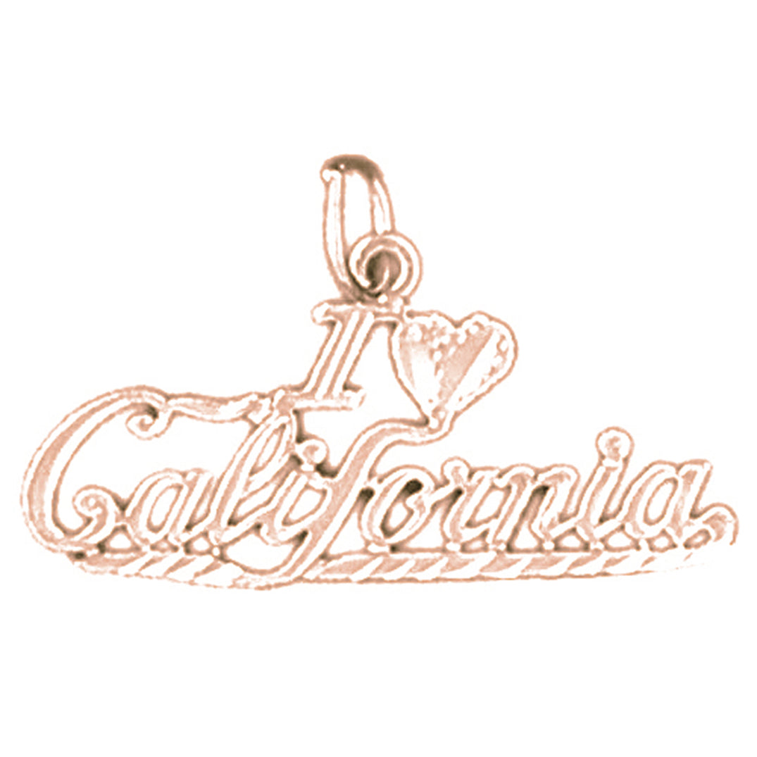 14K or 18K Gold I Love California Pendant