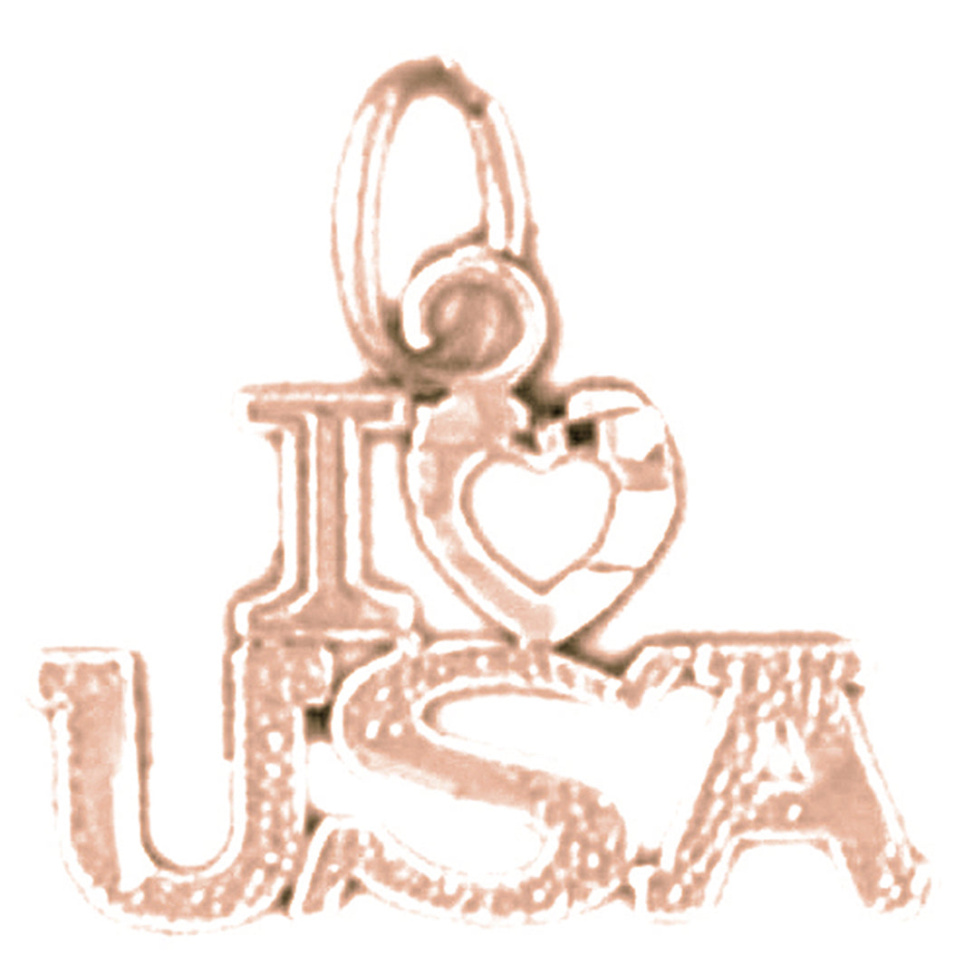 14K or 18K Gold I Love USA Pendant