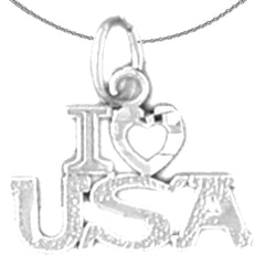 Colgante I Love USA de oro de 14 quilates o 18 quilates