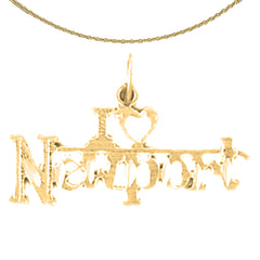 14K or 18K Gold I Love Newport Pendant