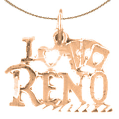 Colgante I Love Reno de oro de 14 quilates o 18 quilates