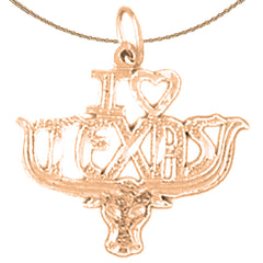 14K or 18K Gold I Love Texas Pendant