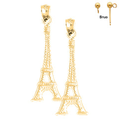 31 mm Eiffelturm-Ohrringe aus Sterlingsilber (weiß- oder gelbvergoldet)