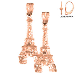 14K oder 18K Gold 25mm 3D Eiffelturm Ohrringe
